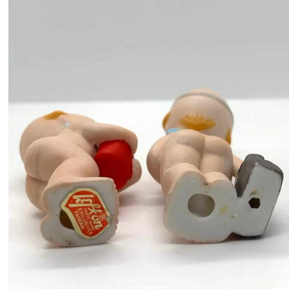 VTG 1970's Lefton Kewpie Doll Bisque Figurines, Doctor & Nurse Angels, 2.75